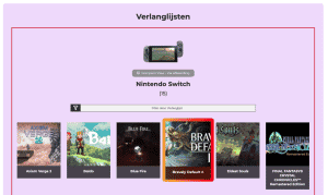 Nintendo Collectie Systeem - Verlanglijsten